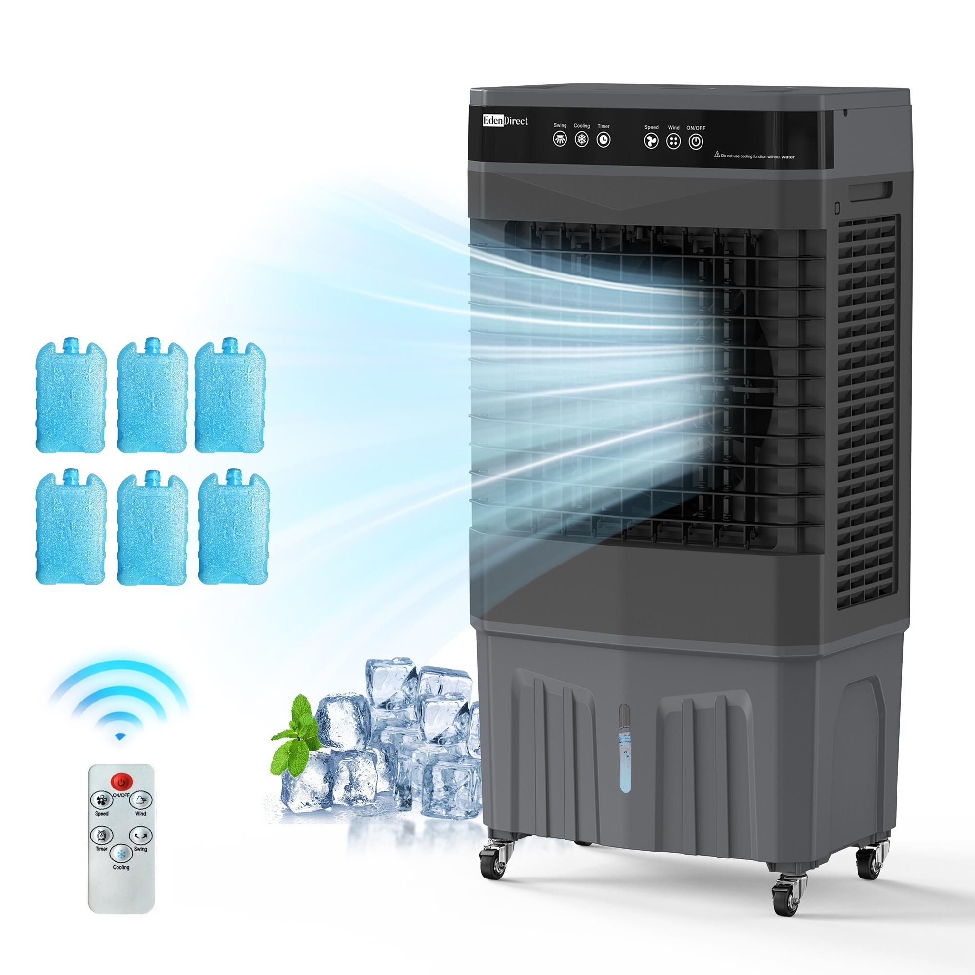 EdenDirect Portable Evaporative Cooler — 2950 CFM, 3 Fan Speeds, Model# NTE-ZHL-6500R